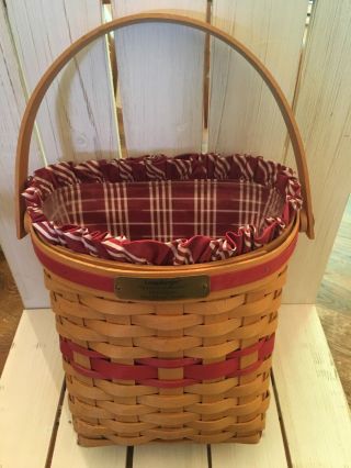 1999 Longaberger Glad Tidings Basket Combo.  (basket,  Fabric And Plastic Liner