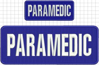 Paramedic Embroidery Patch 4x10 And 2x5 Hook All Navy White Letters