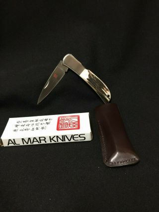 Al Mar 1003 - S Falcon - St 3 " Lock Blade Knife With Pouch Seki Japan Fs
