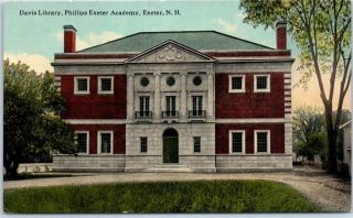 Exeter,  Hampshire Postcard " Davis Library,  Phillips Exeter Academy " C1910s