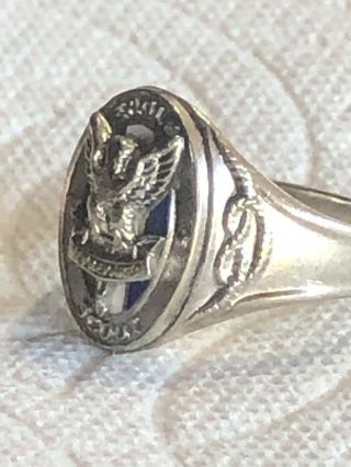 1930s - 1940s Robbins Eagle Scout 14K White Gold Ring Size 8 - 8Gram Weight 3