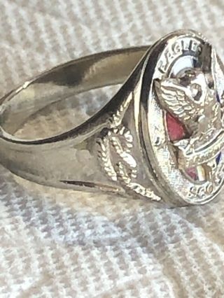 1930s - 1940s Robbins Eagle Scout 14K White Gold Ring Size 8 - 8Gram Weight 4
