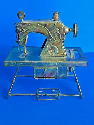 Copper Miniature Vintage Sewing Machine Music Box " My Favorite Things " 5x5.  5 "