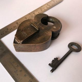 An Old Antique Solid Brass Rare Shaped Crab Padlock Lock With Key Collectible