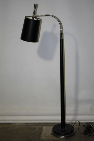 Frederick Cooper 54 " Downbridge Floor Lamp Satin Nickle Black Cloth W/ Shade
