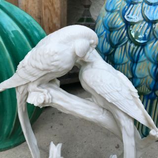 Giuseppe Armani Figurine Parakeets Parrots Bird Statue Glossy Ivory Finish Italy 7