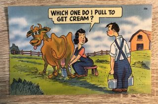 Vintage Comic Postcard Which One Do I Pull To Get Cream