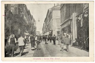 Italy Stradella Corso Vitt.  Emanuelle Animated Street View Old Postcard Pavia