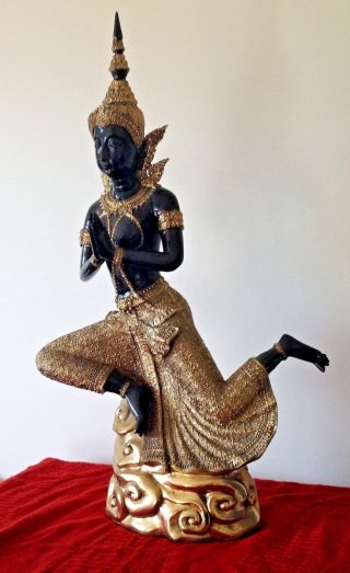 Large Bronze Figurine.  Thai Temple Dancer & Guardian.  72cms High.  Weight 8.  5kg