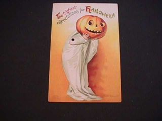 Ellen H.  Clapsaddle Mechanical Halloween Postcards W/movable Pumpkin Head