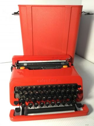 Mid - Century Valentine Olivetti Red Typewriter W/ Case1969