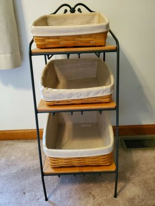Longaberger Wrought Iron Bin Organizer With Baskets,  Liners,  & Protectors