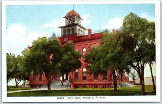 Phoenix,  Arizona Postcard City Hall Building View - Hht Co.  C1920s