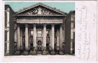 Pennsylvania Postcard Pittsburg Bank Of Pittsburg 1906