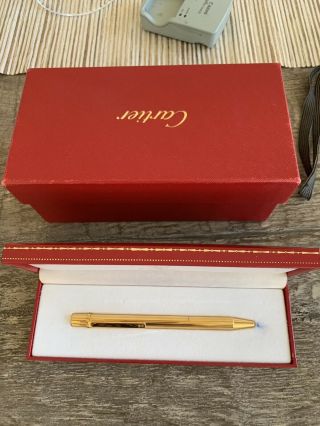 Authentic Cartier 18k Gold - Plated Must De Series Ballpoint Pen.