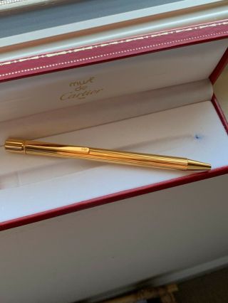 Authentic Cartier 18K Gold - Plated Must De Series Ballpoint Pen. 3