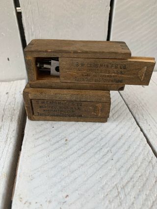Estate Antique Boxes With Screws Tips S.  W.  Card Man 