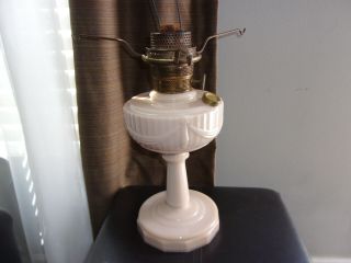 Antique Aladdin Brown Model B Alacite Glass Oil Lamp & Burner,  Lincoln Drape