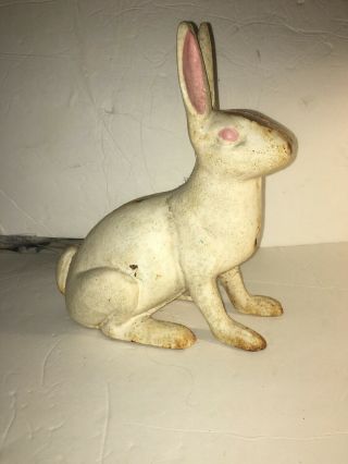 Antique Cast Iron White Rabbit