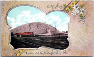 Michigan City,  Indiana Postcard Hoosier Slide Flower Border Curteich 1907 Cancel