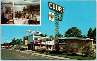 Meridian,  Mississippi Postcard Virginia Court Motel Interstate 20 Roadside 1966