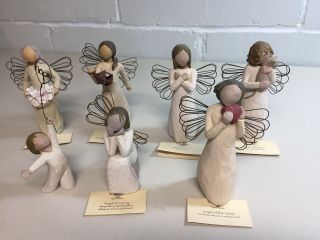 Six Willow Tree Angels; Spring,  Hope,  Love,  Affection,  Caring,  Heart & Boy Hope