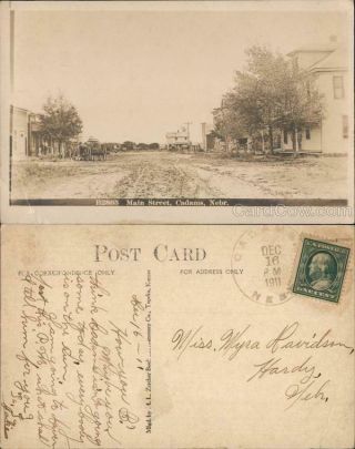 1911 Rppc Cadams,  Ne Main Street Nuckolls County Nebraska Real Photo Post Card