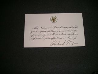 White House Richard Nixon Personally Signed White House Birthday Card