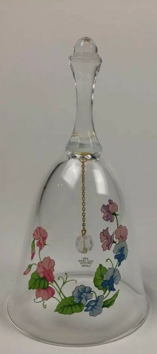 Avon - Vintage Birthday Bell April Sweet Pea Flowers Lead Crystal 1986.  (5.  75”x3”)