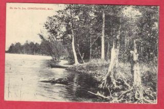 Constantine Michigan Scene On The St Joe River Postcard Pm 1910 St Joseph Co