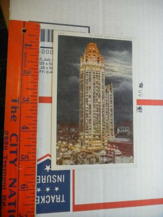 Postcard - Il - Illinois Chicago Tribune Tower Night Linen North Michigan Ave