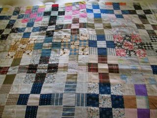 Vintage Hand Sewn Quilt Top.  9 Patch