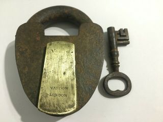 Antique Iron Heart Shape Heavy Padlock With Key Vardon Lock London