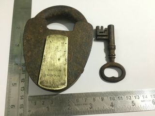 Antique Iron Heart shape heavy padlock with key Vardon Lock London 5