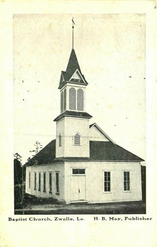 Baptist Church,  1912,  Zwolle,  Louisiana,  Vintage Postcard