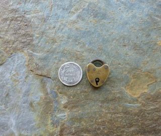 Tiny Antique Sargent & Co Brass & Steel Miniature Heart Shaped Padlock No Key