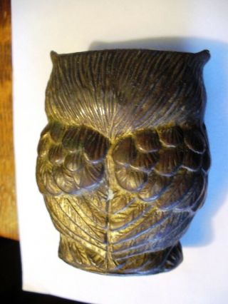1948 - 1952 OCCUPIED JAPAN detailed bronze cast metal OWL toothpick Match Holder? 2