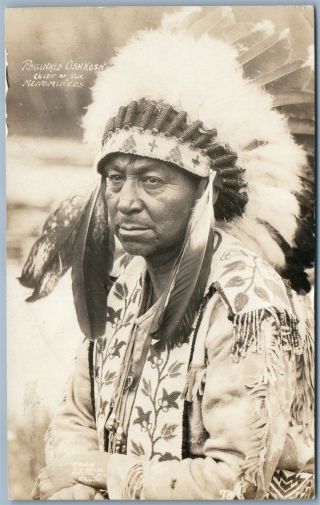 Menominees Indian Chief Reginald Oshkosh 1928 Antique Real Photo Postcard Rppc