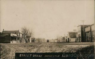 Rppc Barneston,  Ne Street Scene Gage County Nebraska Real Photo Post Card Vintage