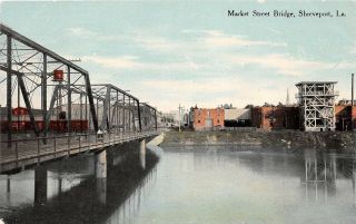 E9/ Shreveport Louisiana La Postcard C1910 Maret Street Bridge Railroad