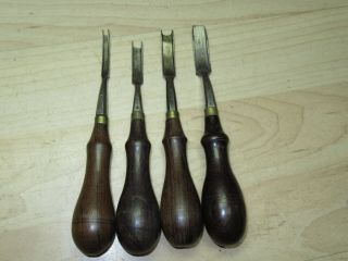 4 Antique Rosewood Handle Gomph Leather Tools 2,  4,  5,  6 Edger Channel Er