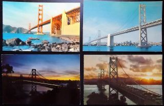 Four Vintage Postcards Golden Gate Bridge San Francisco California