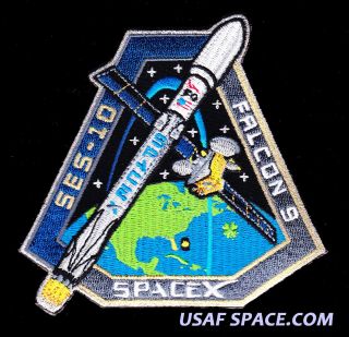 Ses - 10 - Spacex Falcon 9 F9 Launch Usaf Nasa Satellite Mission Patch