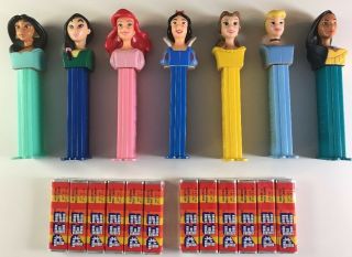7 Pez Disney Princess Dispensers From Set W Candy (enchanted Tales)