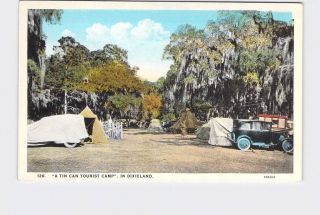 Antique Postcard North Carolina Tin Can Tourist Camp In Dixieland