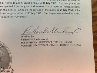 Apollo 11 Lunar Surface Flown Film Buzz Aldrin Neil Armstrong R Underwood 4