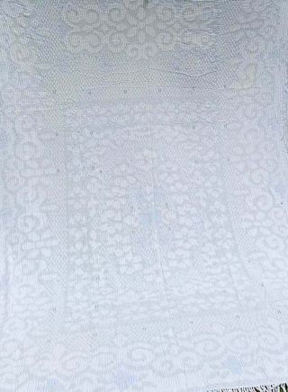 Vintage Chenille Bedspread - White Blue and Green Full Double Twin XL Cutter 3
