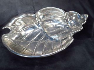 Arthur Court Aluminum Conch Sea Shell Large Footed Serving Bowl