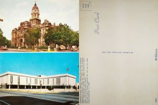 Set Of Four Vintage Delaware County (muncie,  Indiana) Courthouse Postcards