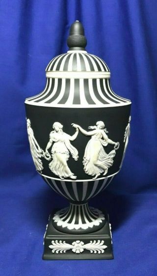 Wedgwood Jasperware Black and White Dancing Hours Urn with lid 2